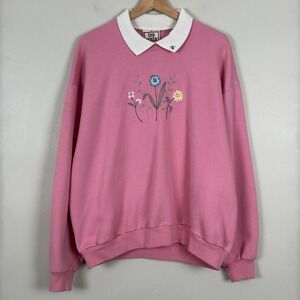Vintage Sweatshirt L Coquette Grannycore Cottagecore Soft Girl Peter Pan Collar